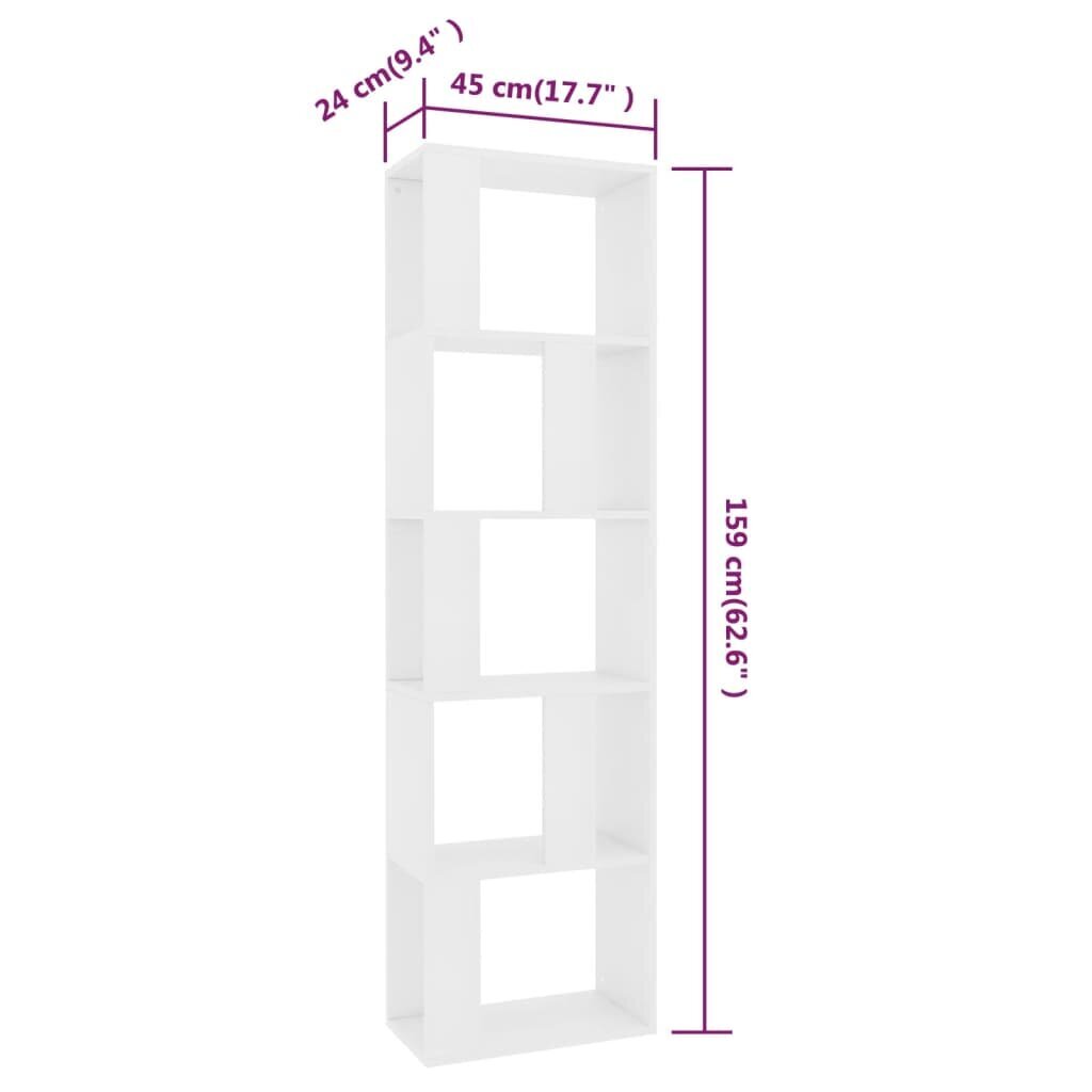 vidaXL raamaturiiul/ruumijagaja valge 45 x 24 x 159 cm puitlaastplaat hind ja info | Riiulid | kaup24.ee