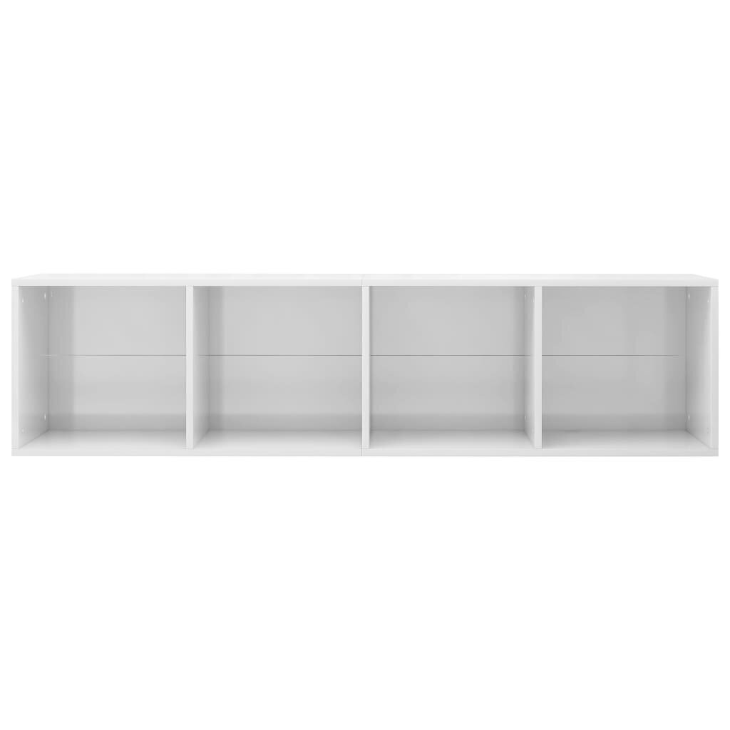 vidaXL raamaturiiul/telerialus, kõrgläikega valge, 36 x 30 x 143 cm hind ja info | Riiulid | kaup24.ee