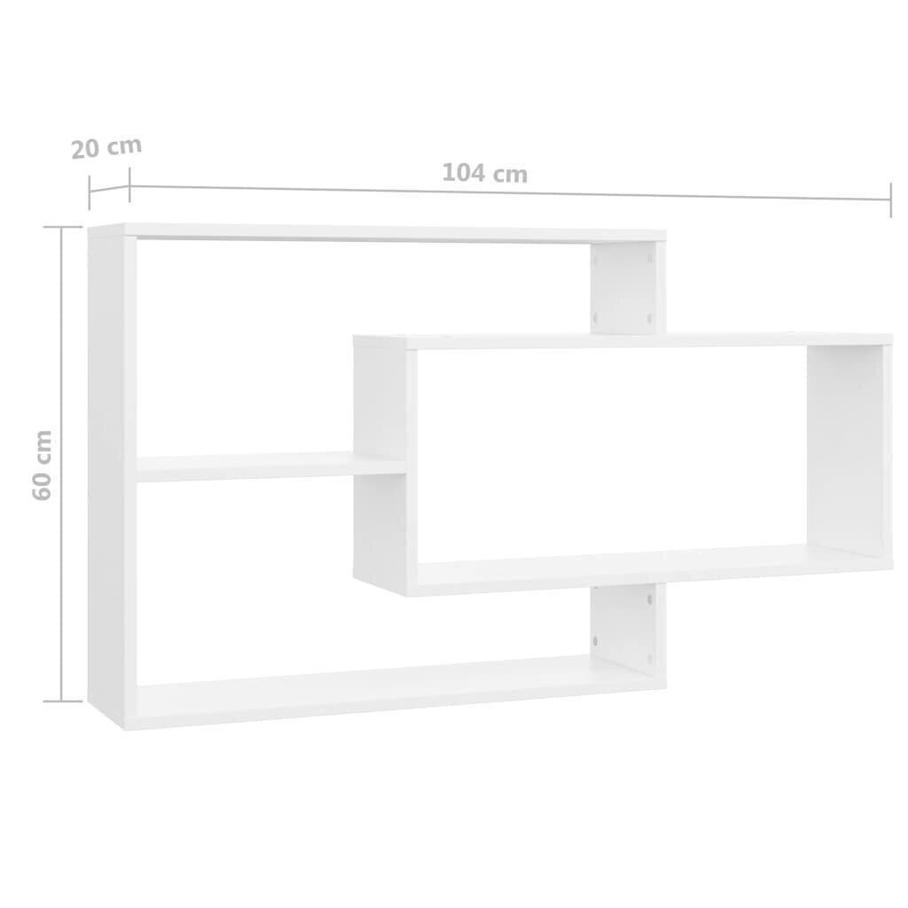 vidaXL seinariiulid valge 104 x 20 x 60 cm puitlaastplaat цена и информация | Riiulid | kaup24.ee