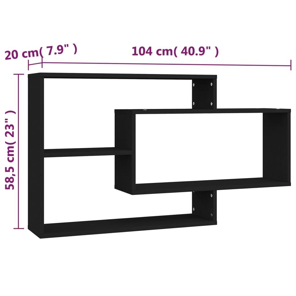 vidaXL seinariiulid must 104 x 20 x 60 cm puitlaastplaat цена и информация | Riiulid | kaup24.ee