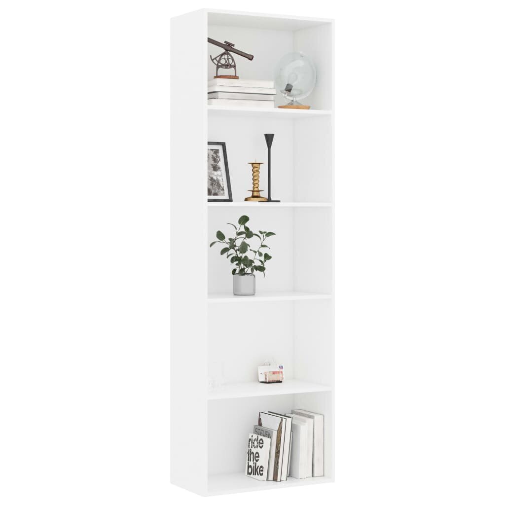 vidaXL 5-korruseline raamaturiiul, valge 60x30x189 cm, puitlaastplaat hind ja info | Riiulid | kaup24.ee