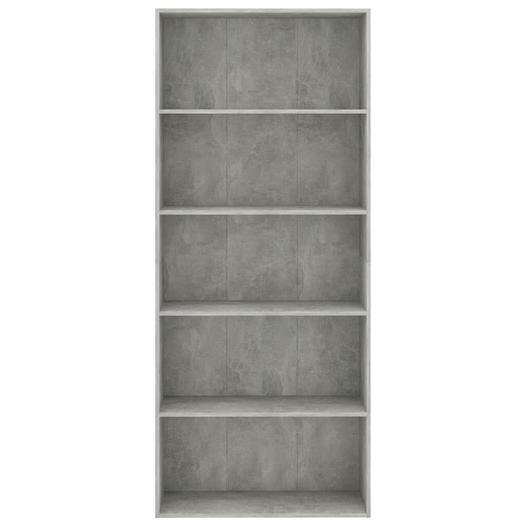 vidaXL 5-korruseline raamaturiiul, hall 80x30x189 cm, puitlaastplaat hind ja info | Riiulid | kaup24.ee