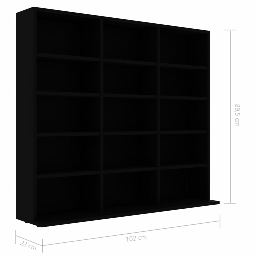 vidaXL CD-kapp, must, 102 x 23 x 89,5 cm, puitlaastplaat hind ja info | Riiulid | kaup24.ee