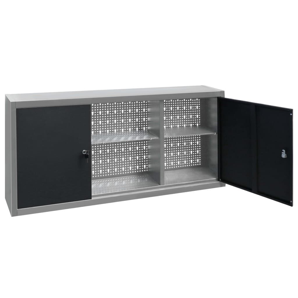 vidaXL seina tööriistakapp, tööstuslik, metall, hall ja must hind ja info | Riiulid | kaup24.ee