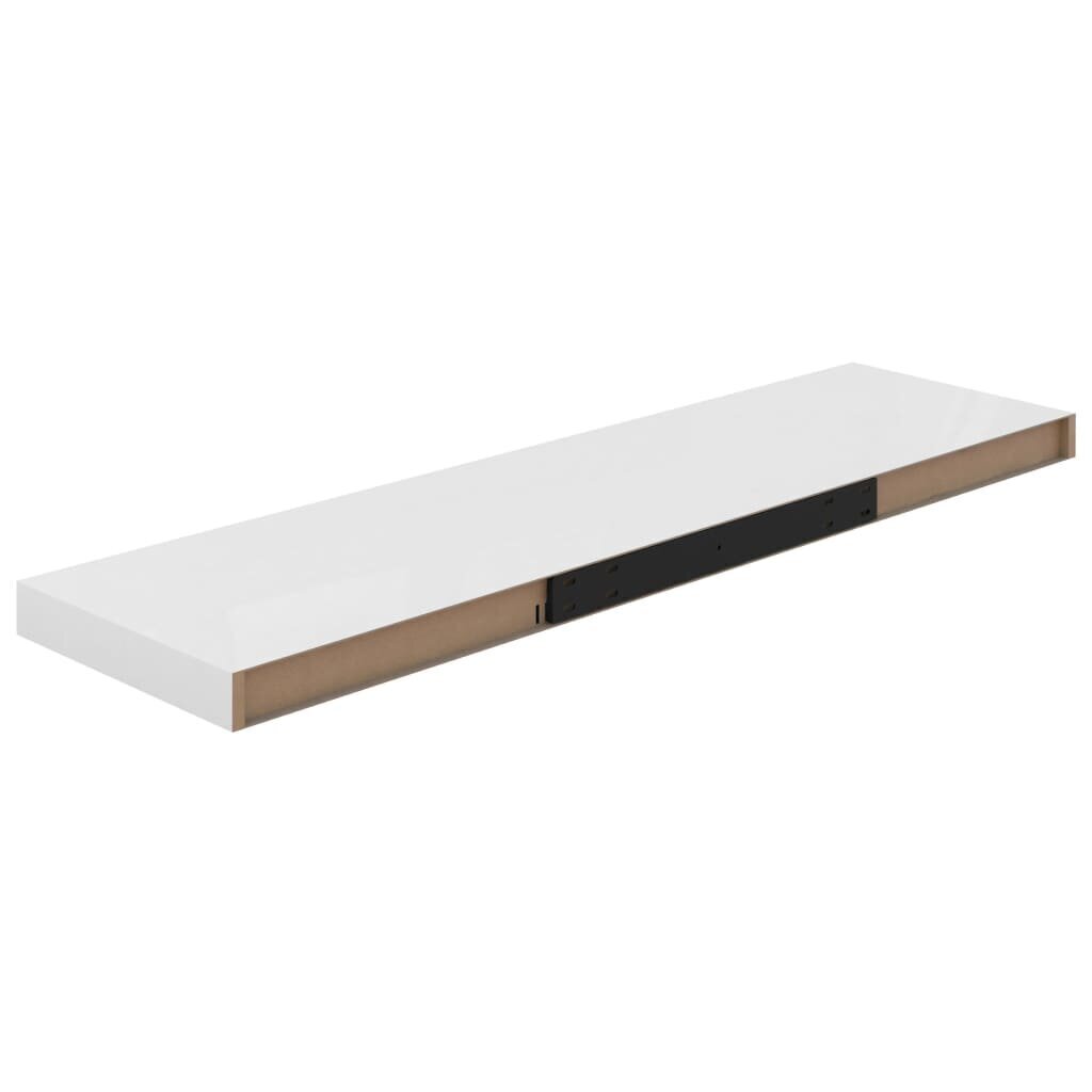 vidaXL seinariiul, kõrgläikega, valge, 90 x 23,5 x 3,8 cm MDF hind ja info | Riiulid | kaup24.ee