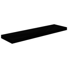 vidaXL seinariiul, kõrgläikega, must, 90 x 23,5 x 3,8 cm MDF hind ja info | Riiulid | kaup24.ee