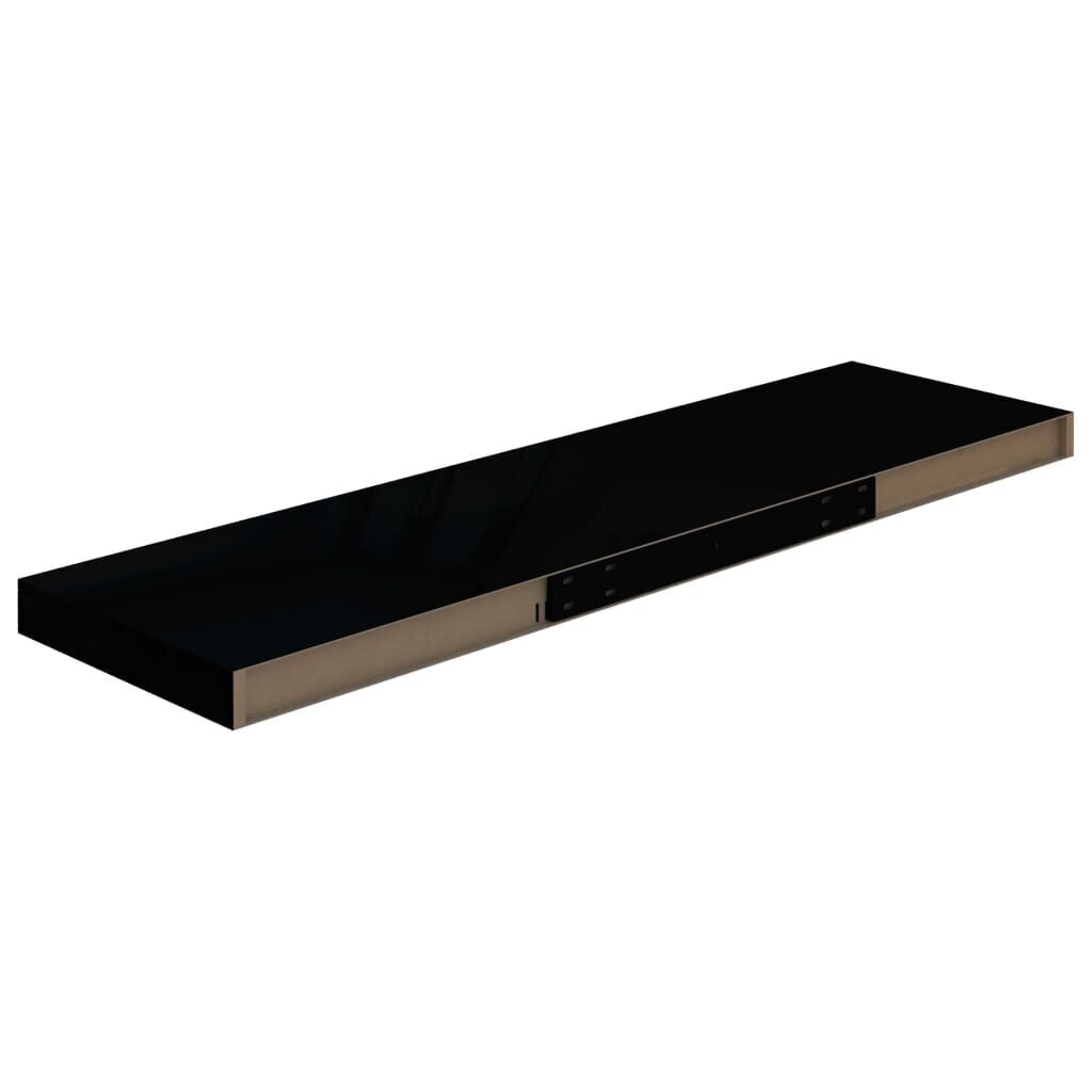 vidaXL seinariiul, kõrgläikega, must, 90 x 23,5 x 3,8 cm MDF hind ja info | Riiulid | kaup24.ee