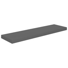 vidaXL seinariiul, kõrgläikega, hall, 90 x 23,5 x 3,8 cm MDF hind ja info | Riiulid | kaup24.ee