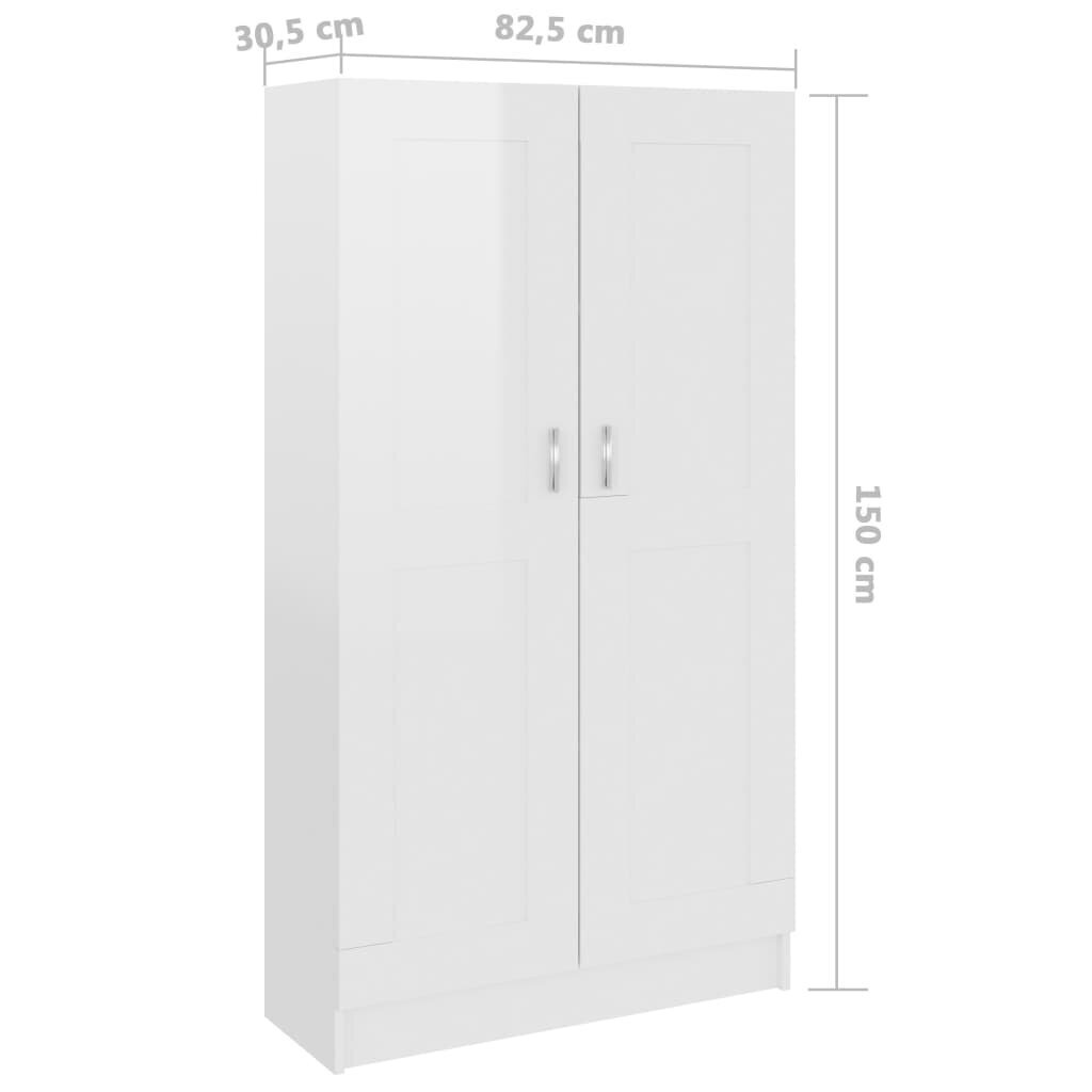 vidaXL raamaturiiul kõrgläikega valge 82,5x30,5x150 cm puitlaastplaat hind ja info | Riiulid | kaup24.ee