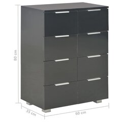 vidaXL puhvetkapp kõrgläikega must 60 x 35 x 76 cm, puitlaastplaat hind ja info | Kummutid | kaup24.ee