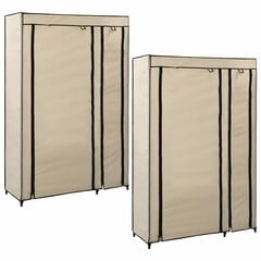 vidaXL kokkupandavad riidekapid 2 tk, kreemjas, 110x45x175 cm, kangas цена и информация | Шкафы | kaup24.ee