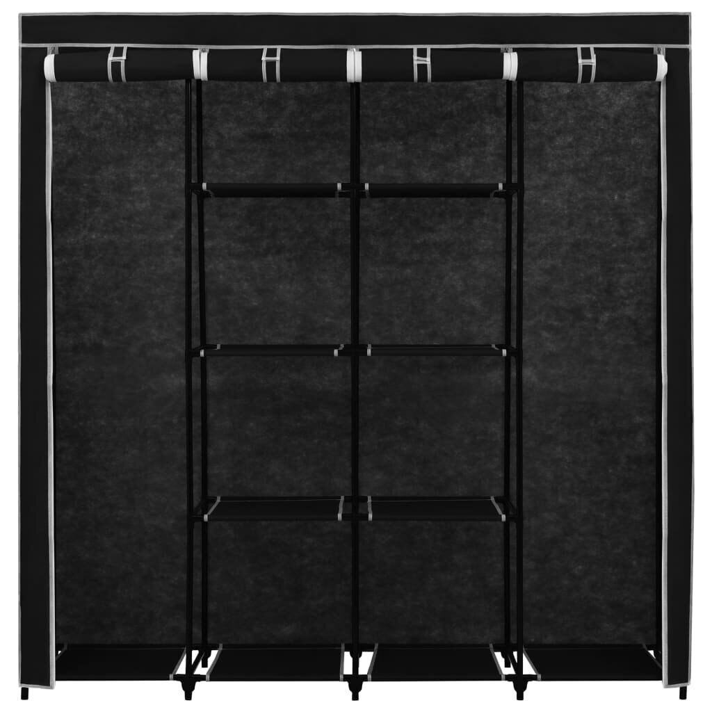 vidaXL garderoob 4 sektsiooniga, must 175 x 45 x 170 cm hind ja info | Kapid | kaup24.ee