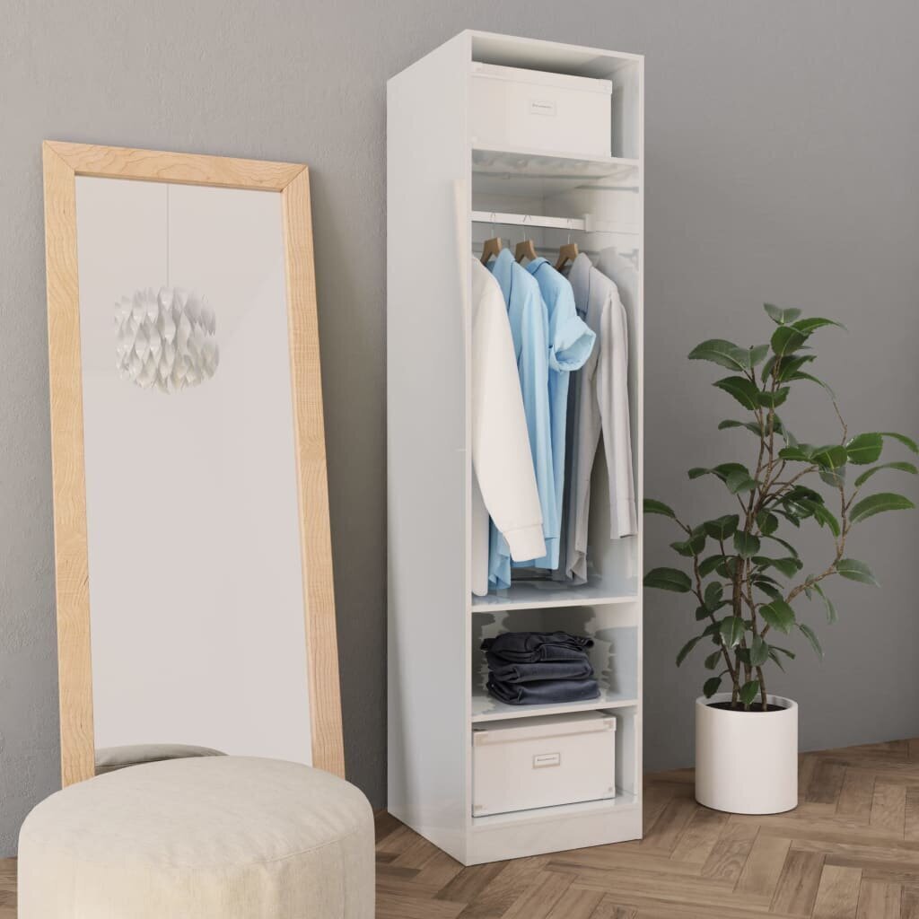 vidaXL garderoob kõrgläikega valge 50 x 50 x 200 cm puitlaastplaat цена и информация | Kapid | kaup24.ee