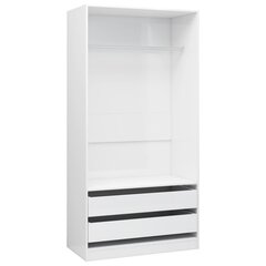 vidaXL garderoob kõrgläikega valge 100 x 50 x 200 cm puitlaastplaat hind ja info | Kapid | kaup24.ee