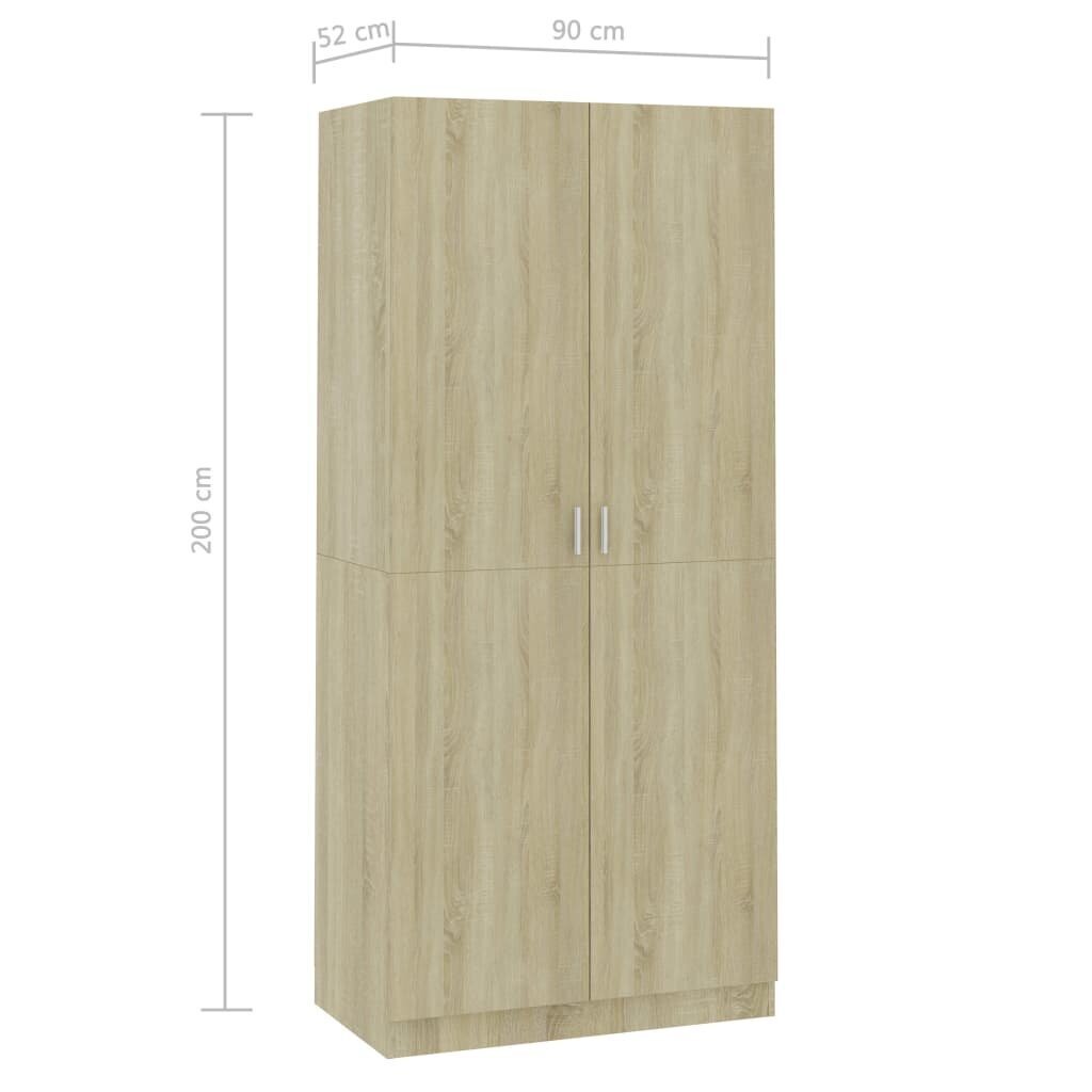 vidaXL garderoob Sonoma tamm 90 x 52 x 200 cm puitlaastplaat hind ja info | Kapid | kaup24.ee
