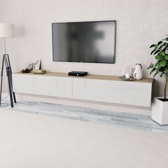 vidaXL telerikapp 2 tk, puitlaastplaat 120 x 40 x 34 cm, valge ja tamm hind ja info | TV alused | kaup24.ee