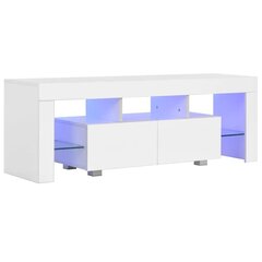 vidaXL telerialus LEDiga, kõrgläikega, valge 130 x 35 x 45 cm hind ja info | TV alused | kaup24.ee