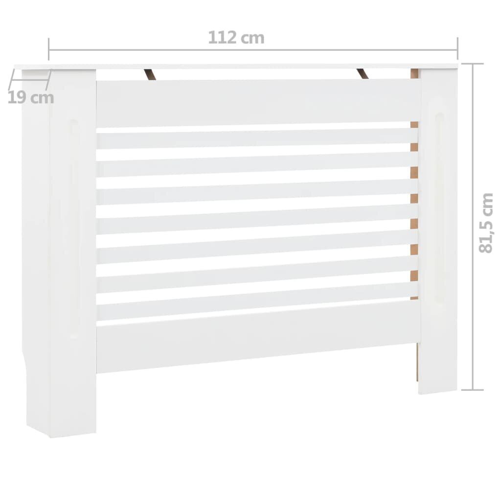 vidaXL radiaatorikate valge 112 x 19 x 81,5 cm, MDF hind ja info | Tarvikud kaminatele ja ahjudele | kaup24.ee