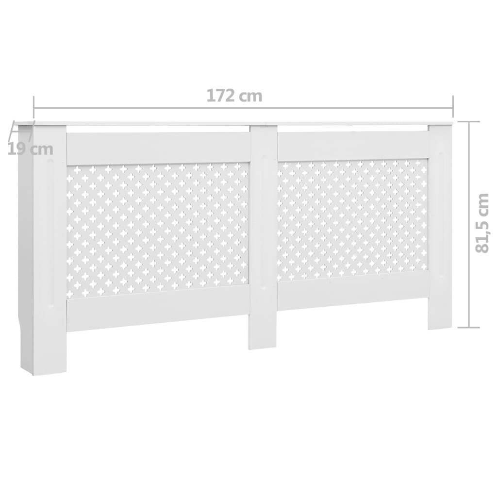 vidaXL radiaatorikate valge 172 x 19 x 81,5 cm, MDF hind ja info | Tarvikud kaminatele ja ahjudele | kaup24.ee