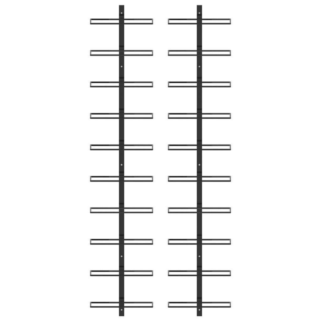 vidaXL seinale kinnitatavad veiniriiulid 20 pudelile, 2 tk, must metall цена и информация | Köögitarbed | kaup24.ee