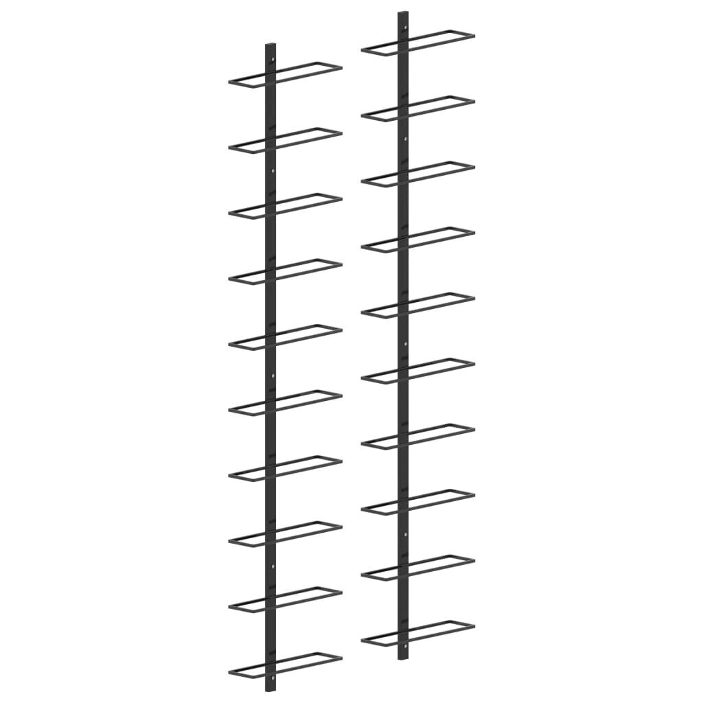 vidaXL seinale kinnitatavad veiniriiulid 20 pudelile, 2 tk, must metall цена и информация | Köögitarbed | kaup24.ee