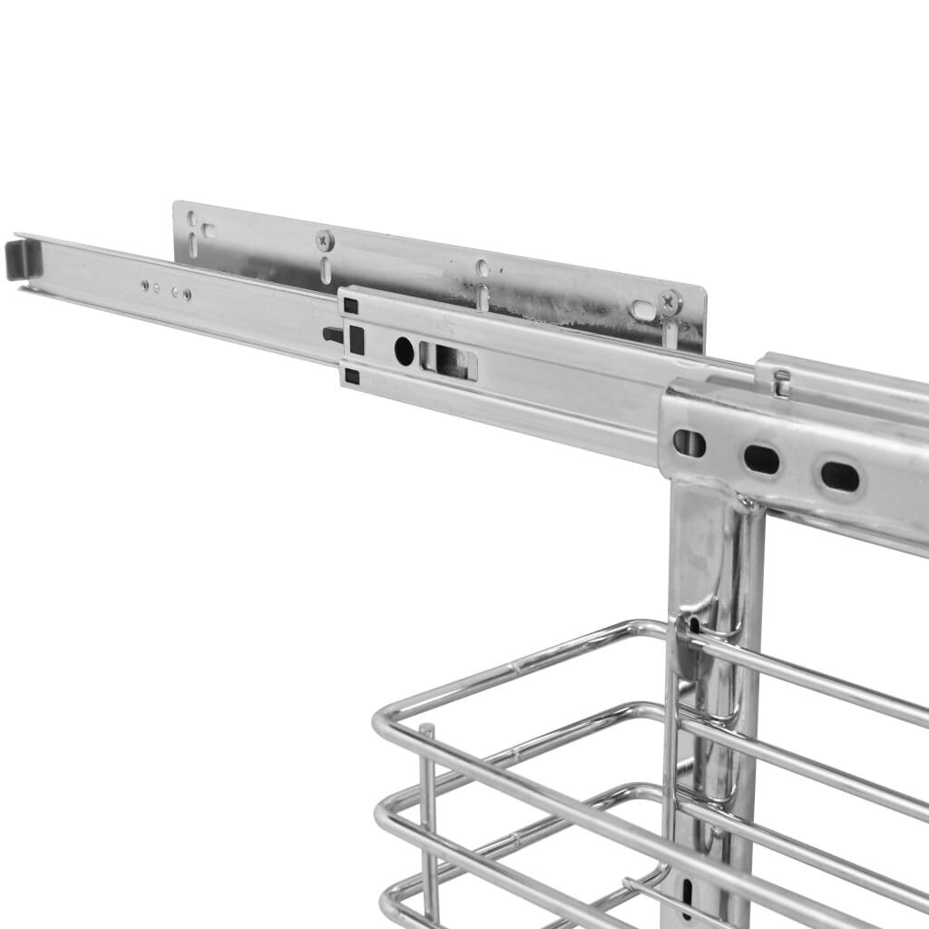 vidaXL 3 riiuliga väljatõmmatav köögi traatkorv hõbedane 47x35x56 cm hind ja info | Köögitarbed | kaup24.ee