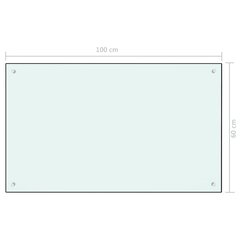 vidaXL köögi pritsmekaitse, valge, 100 x 60 cm, karastatud klaas hind ja info | Köögimööbli tarvikud | kaup24.ee