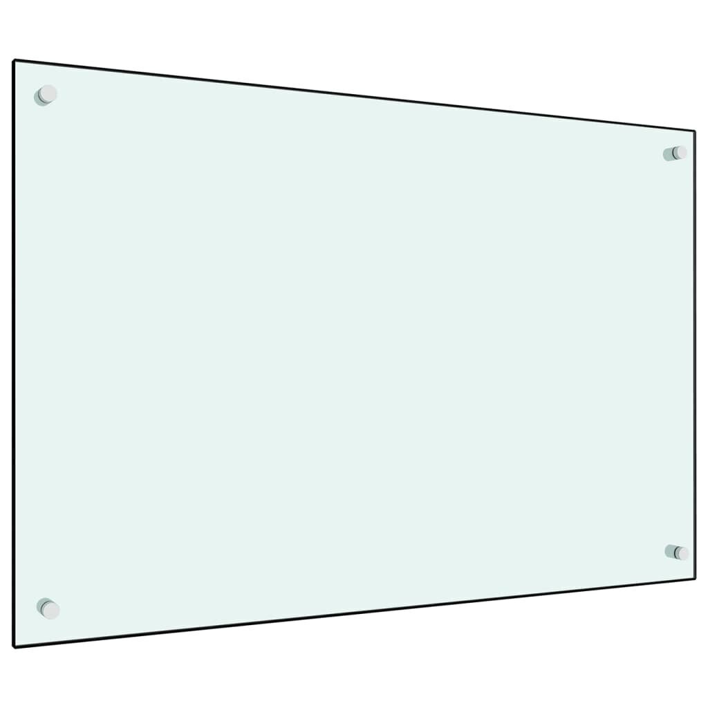 vidaXL köögi pritsmekaitse, valge, 90 x 60 cm, karastatud klaas hind ja info | Köögimööbli tarvikud | kaup24.ee