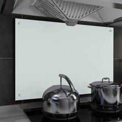 vidaXL köögi pritsmekaitse, valge, 90 x 60 cm, karastatud klaas hind ja info | Köögimööbli tarvikud | kaup24.ee