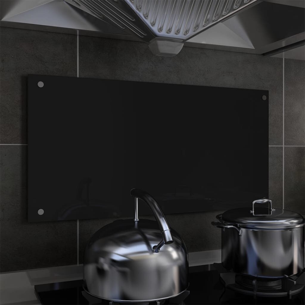 vidaXL köögi pritsmekaitse, must, 80 x 40 cm, karastatud klaas hind ja info | Köögimööbli tarvikud | kaup24.ee