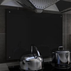 vidaXL köögi pritsmekaitse, must, 80 x 60 cm, karastatud klaas hind ja info | Köögimööbli tarvikud | kaup24.ee