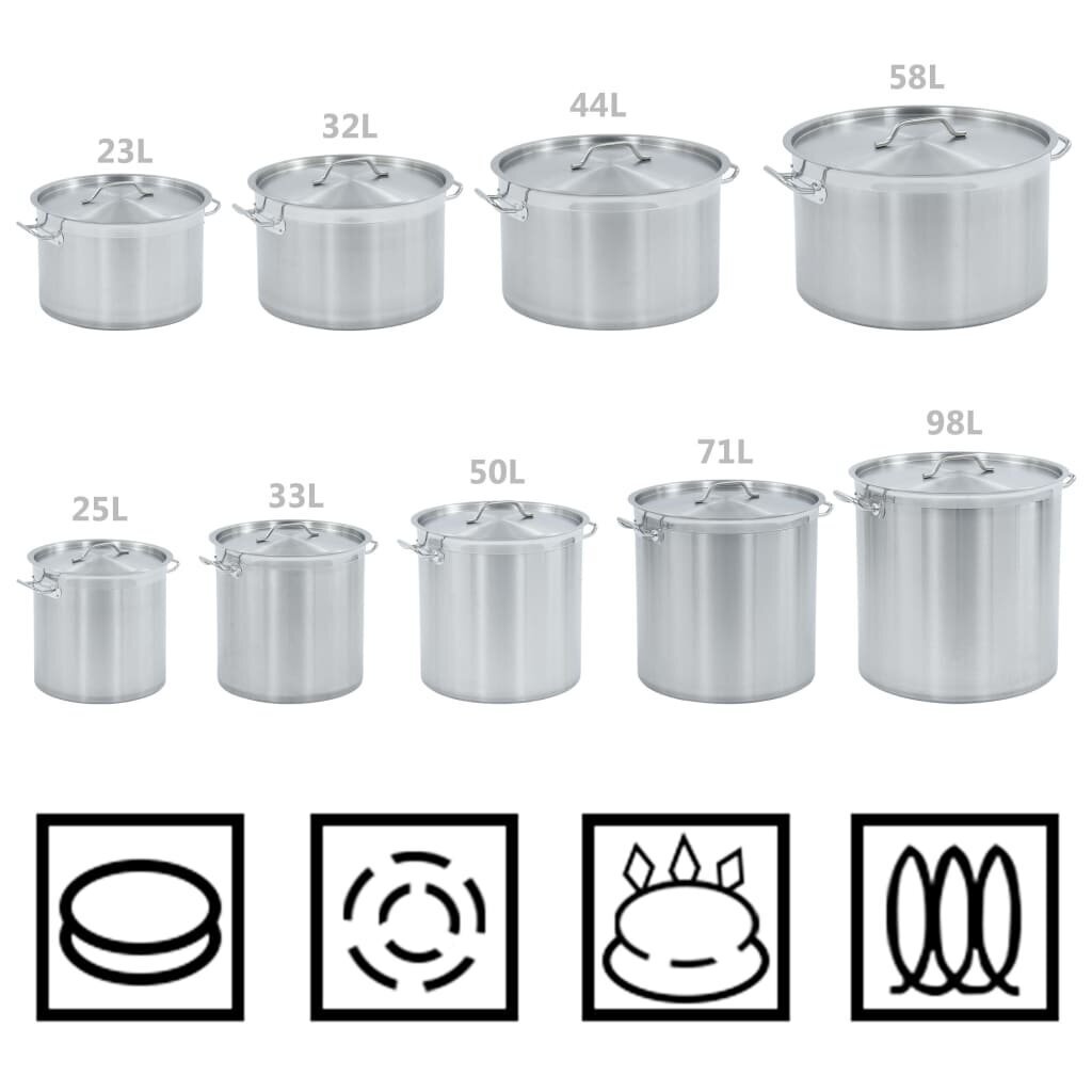 vidaXL suur keedupott, 71 l, 45 x 45 cm, roostevaba teras hind ja info | Potid ja kiirkeedupotid | kaup24.ee