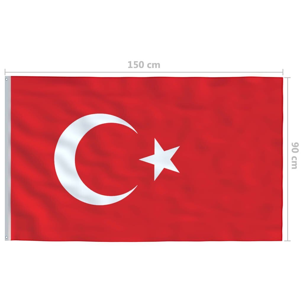 vidaXL Türgi lipp 90 x 150 cm hind ja info | Lipud ja tarvikud | kaup24.ee