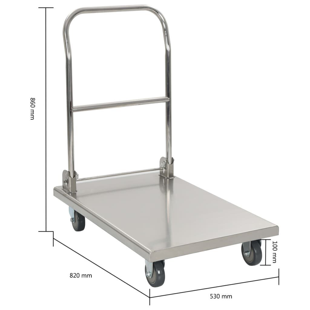 vidaXL platvormvkäru hõbedane 82 x 53 x 86 cm roostevabast terasest hind ja info | Käsitööriistad | kaup24.ee