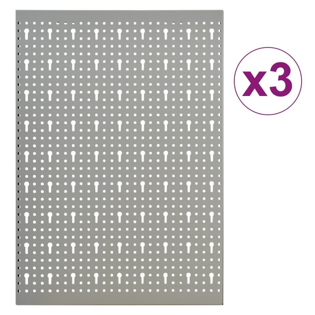 vidaXL seinale paigaldatav pulkadega paneel, 3 tk, 40 x 58 cm, teras hind ja info | Käsitööriistad | kaup24.ee