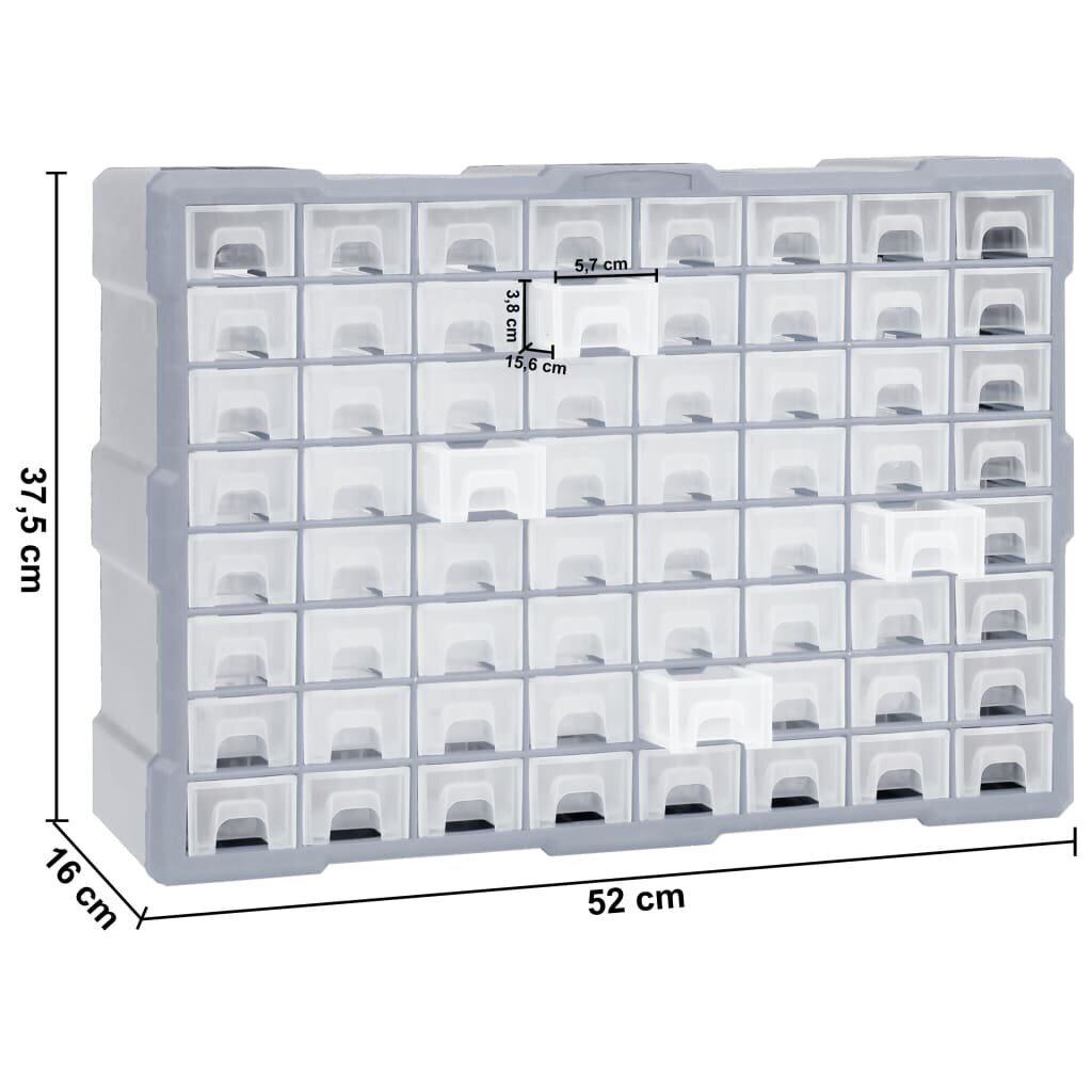 vidaXL mitme sahtliga organiseerija 64 sahtliga 52 x 16 x 37,5 cm hind ja info | Tööriistakastid, tööriistahoidjad | kaup24.ee