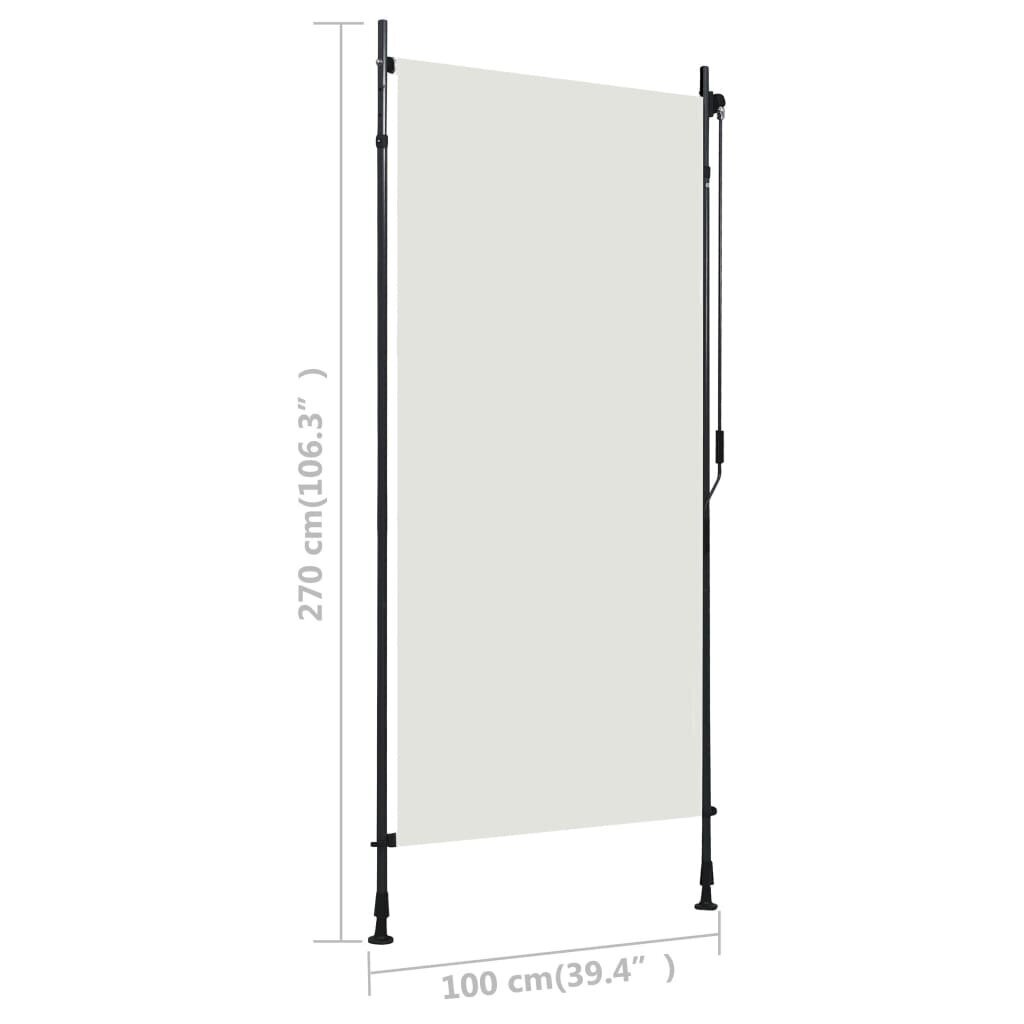 vidaXL väliruloo 100 x 270 cm, kreemjasvalge hind ja info | Rulood | kaup24.ee