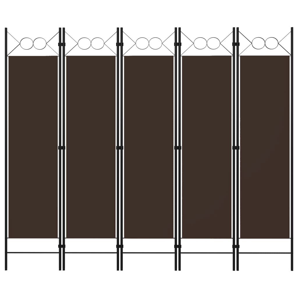 vidaXL 5 paneeliga ruumijagaja, pruun, 200 x 180 cm hind ja info | Sirmid ja vaheseinad | kaup24.ee