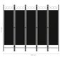 vidaXL 5 paneeliga ruumijagaja, must, 200 x 180 cm цена и информация | Sirmid ja vaheseinad | kaup24.ee