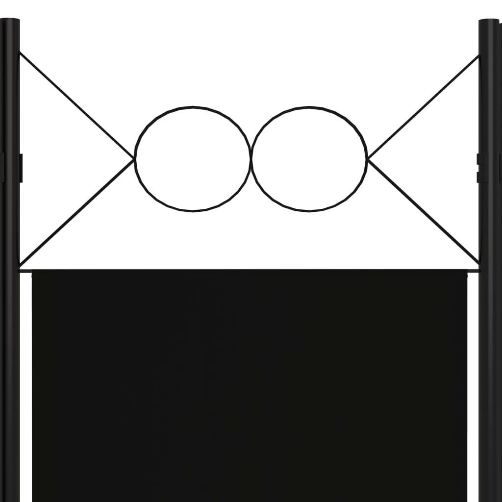 vidaXL 5 paneeliga ruumijagaja, must, 200 x 180 cm цена и информация | Sirmid ja vaheseinad | kaup24.ee