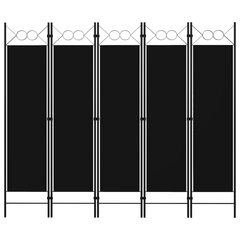 vidaXL 5 paneeliga ruumijagaja, must, 200 x 180 cm hind ja info | Sirmid ja vaheseinad | kaup24.ee