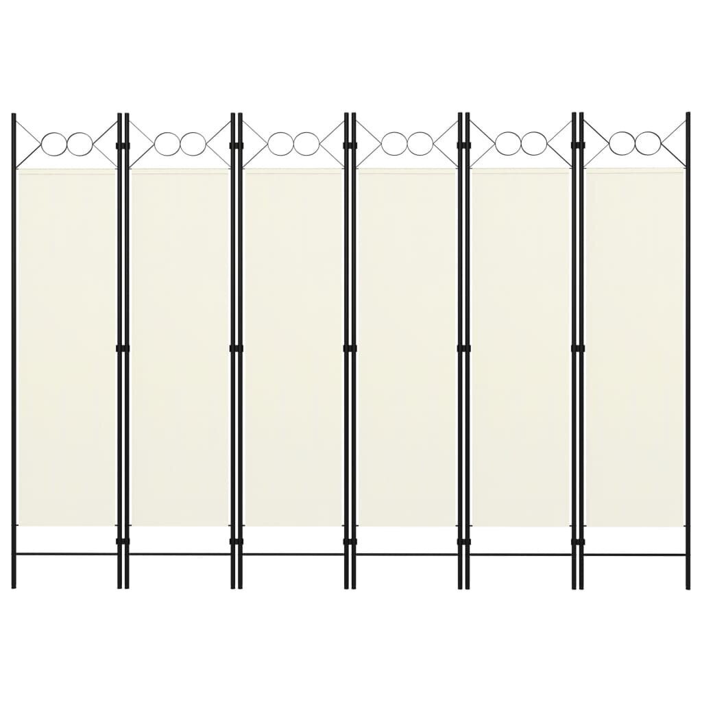 vidaXL 6 paneeliga ruumijagaja, kreemjasvalge, 240 x 180 cm hind ja info | Sirmid ja vaheseinad | kaup24.ee