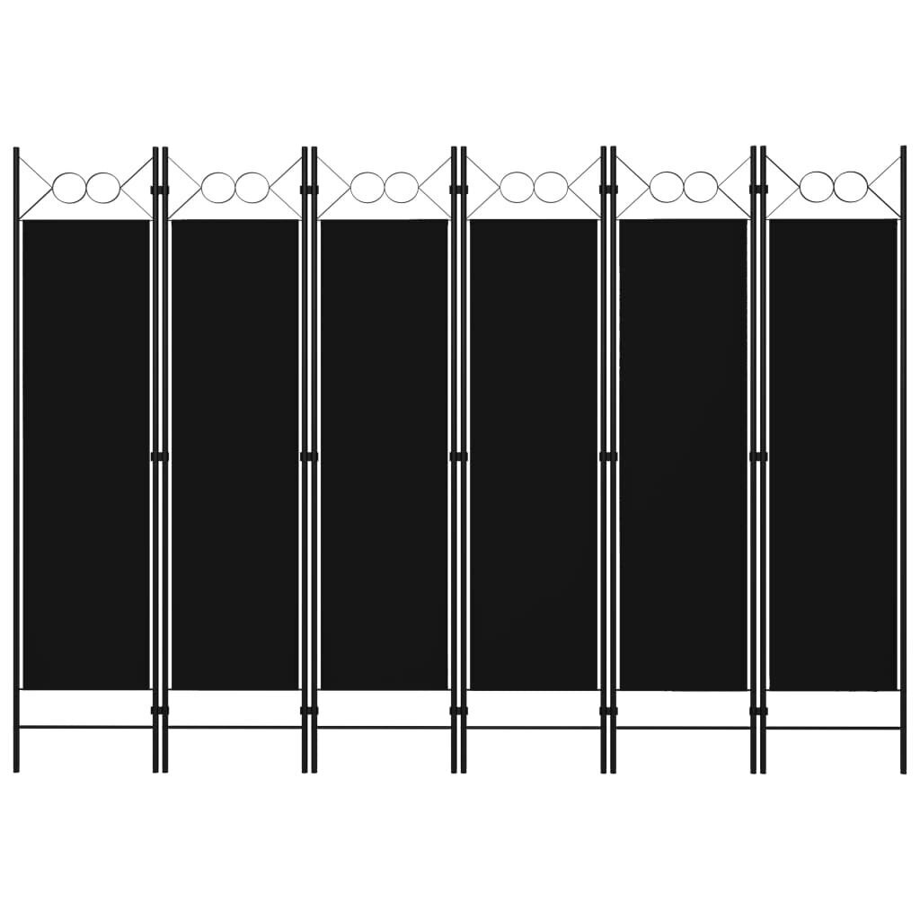 vidaXL 6 paneeliga ruumijagaja, must, 240 x 180 cm hind ja info | Sirmid ja vaheseinad | kaup24.ee