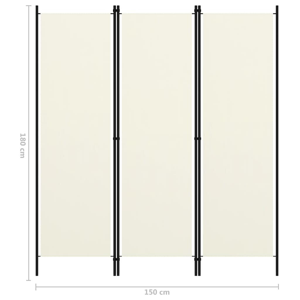 vidaXL 3 paneeliga ruumijagaja, kreemjasvalge, 150 x 180 cm hind ja info | Sirmid ja vaheseinad | kaup24.ee
