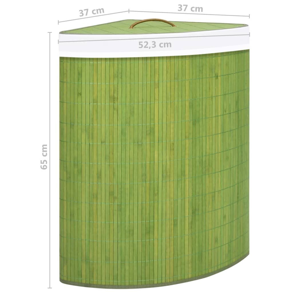 vidaXL bambusest nurga pesukorv, roheline, 60 l цена и информация | Vannitoa sisustuselemendid ja aksessuaarid | kaup24.ee