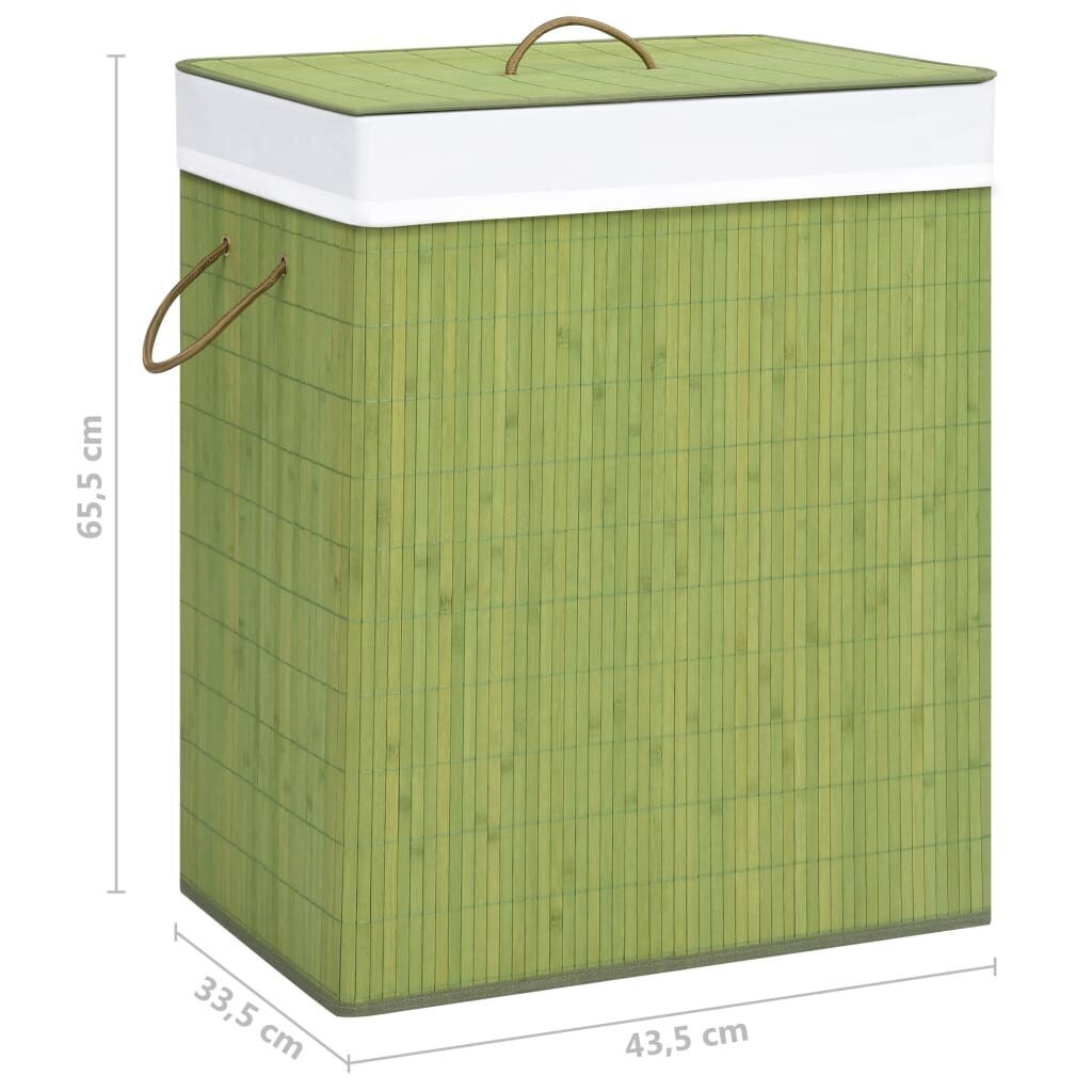 vidaXL bambusest pesukorv 1 sektsiooniga, roheline 83 l цена и информация | Vannitoa sisustuselemendid ja aksessuaarid | kaup24.ee