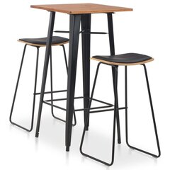 vidaXL 3-osaline baarikomplekt, teras, must цена и информация | Комплекты мебели для столовой | kaup24.ee