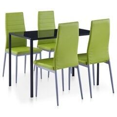 vidaXL viieosaline söögitoakomplekt, roheline цена и информация | Комплекты мебели для столовой | kaup24.ee