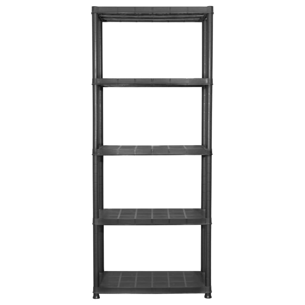 vidaXL hoiuriiul 5-korruseline, must, 71 x 38 x 170 cm, plast hind ja info | Riiulid tööriistadele | kaup24.ee