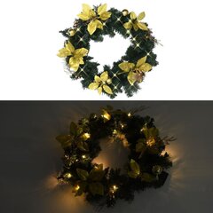 vidaXL jõulupärg LED-tuledega, roheline, 60 cm, PVC hind ja info | Kunstkuused | kaup24.ee
